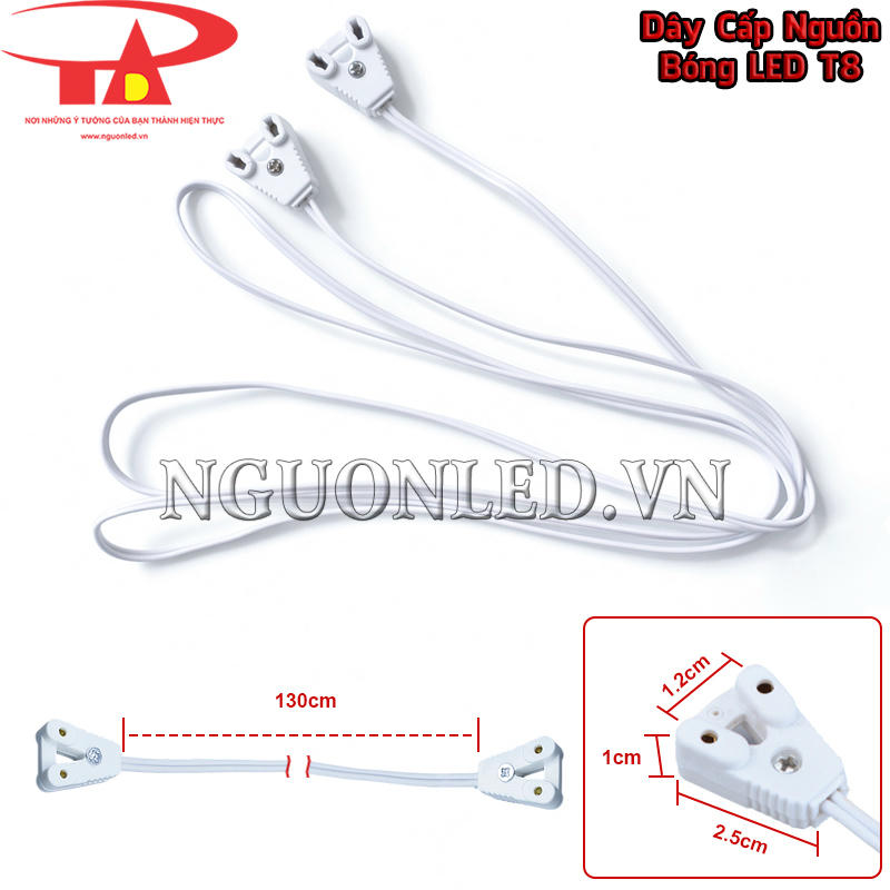 Dây cấp nguồn bóng LED tuýp T8 có kích thước đầu ghim nhỏ gọn cho khu vực chân bóng