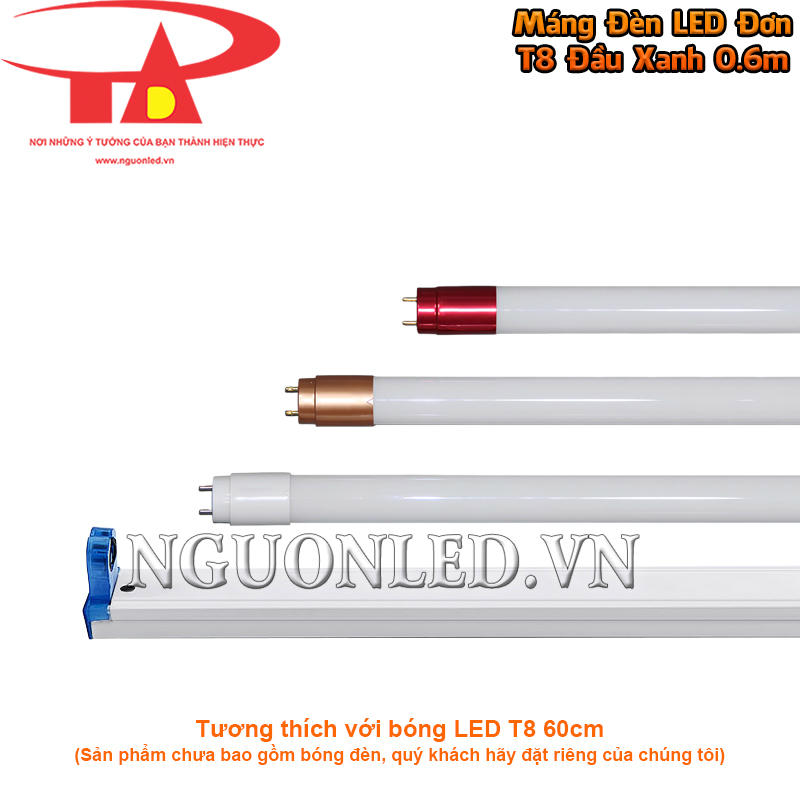 Máng đèn tuýp LED đơn T8 60cm dùng được với nhiều loại bóng LED tương thích có ánh sáng khác nhau