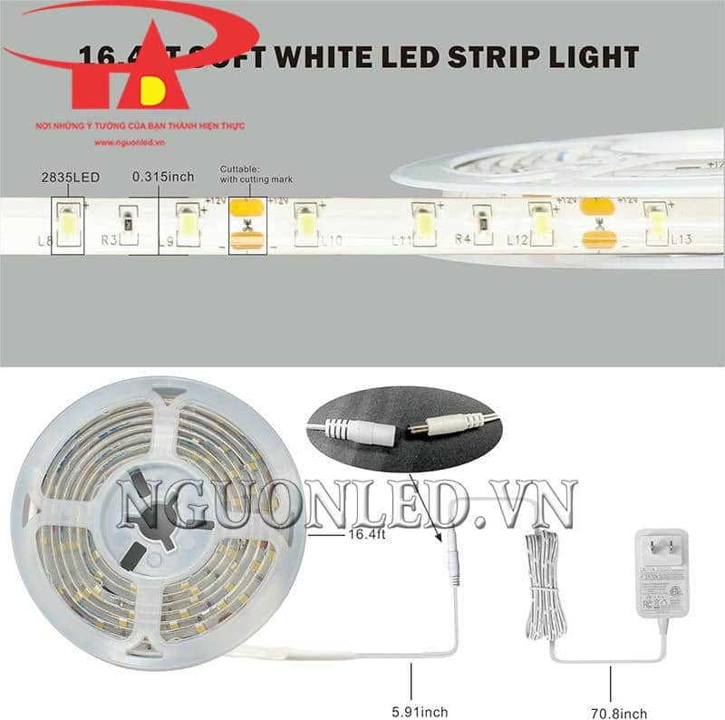 Dây đèn trang trí ngoài trời 12V chips 3528, dễ đấu nối