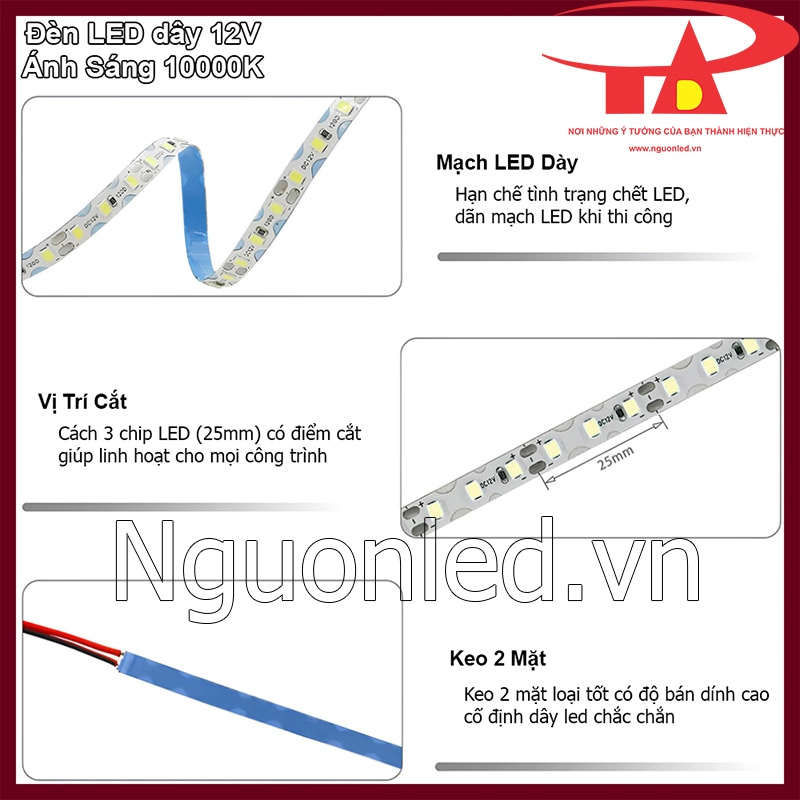 Các tính năng của đèn LED dây 12V siêu sáng