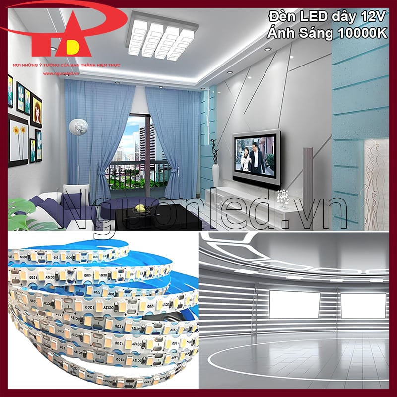 Đèn LED dây 12V lý tưởng cho việc hắt trần thạch cao, tạo hiệu ứng ánh sáng nhẹ nhàng và tinh tế