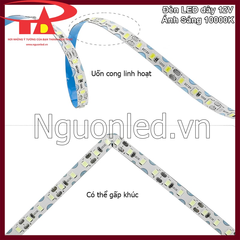 Đèn LED dây 12V linh hoạt, dễ dàng uốn cong và lắp đặt ở các không gian khó