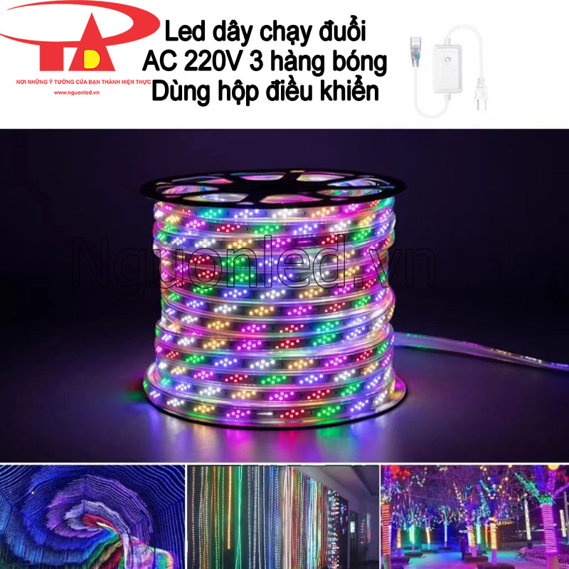 Led dây chạy đuổi 220V dùng nút nhấn