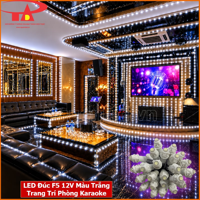 LED F5 12V ánh sáng trắng trang trí phòng karaoke với viền tường và trần sáng