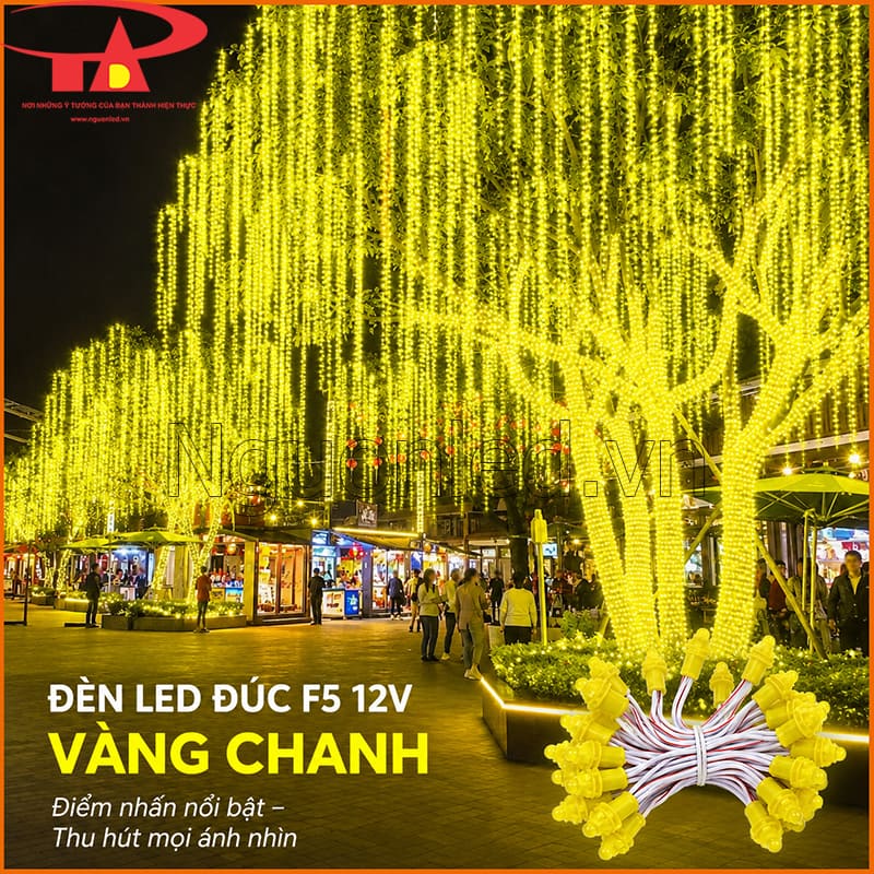 Đèn LED đúc F5 12VDC ánh sáng vàng chanh trang trí khung và mô hình bán lẻ