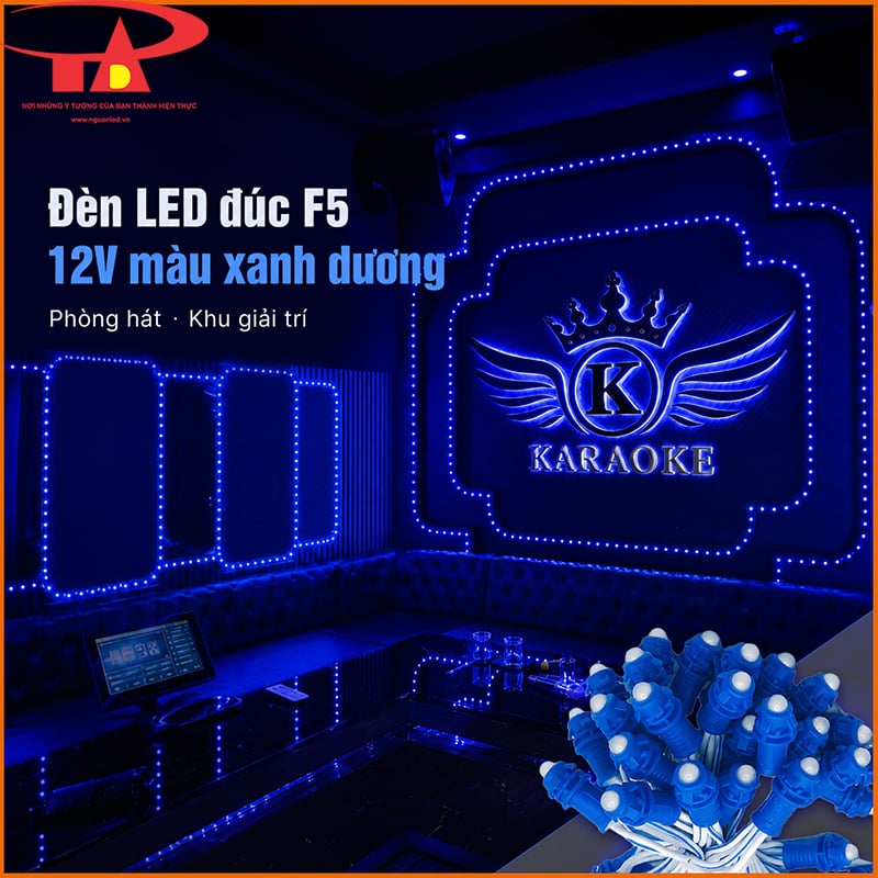 Đèn LED đúc F5 12V màu xanh dương trang trí phòng hát và khu giải trí 