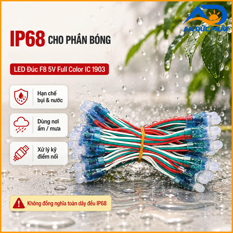 LED đúc F8 Full Color 1903 ngoài trời với phần bóng và dây dẫn đạt IP68