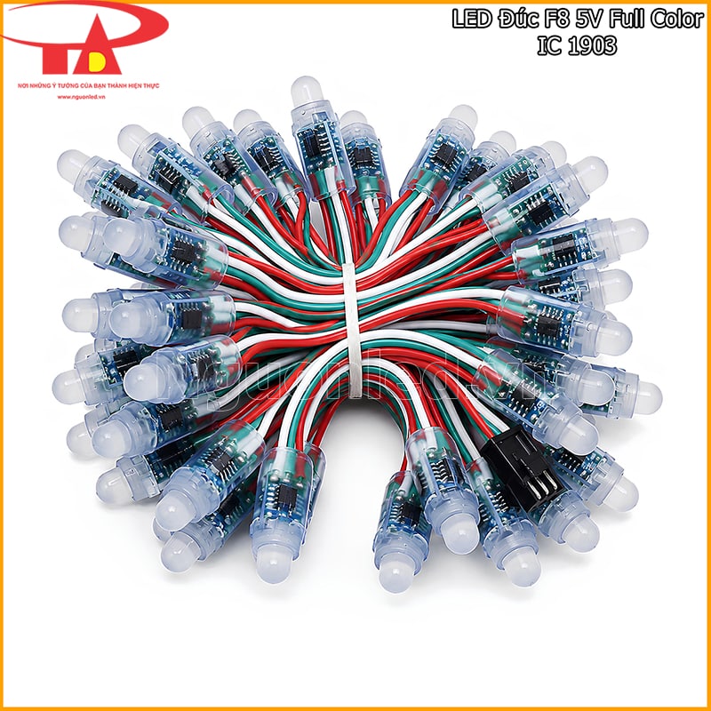 LED đúc F8 IC 1903 dạng bó trên nền trắng dùng minh họa chia nhiều nguồn hoặc nhiều tuyến