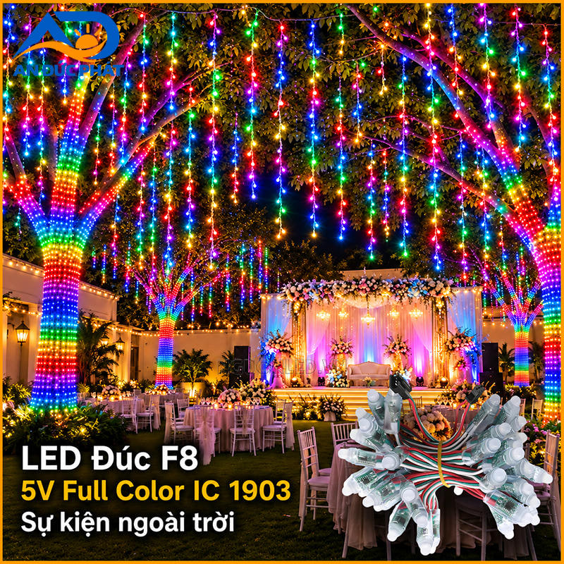 LED đúc F8 Full màu 1903 quấn cây ngoài trời cho khu tiệc và sự kiện