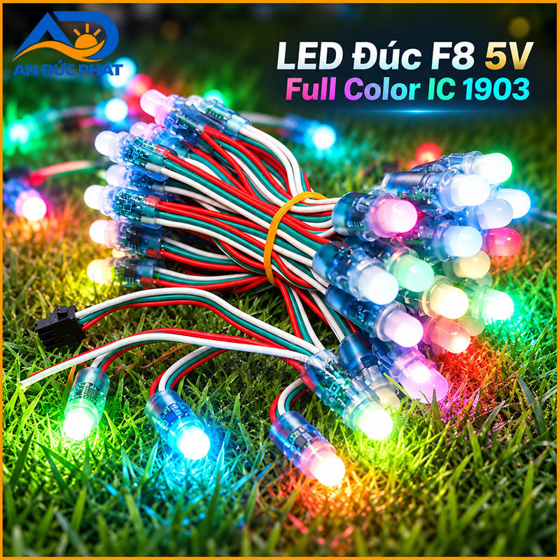 LED F8 Full màu IC1903 hiển thị nhiều màu theo chương trình điều khiển