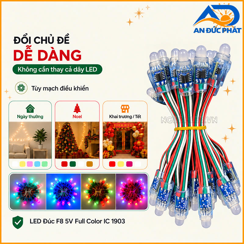 LED 1903 Full Color đổi màu theo chủ đề Noel, Tết và khai trương