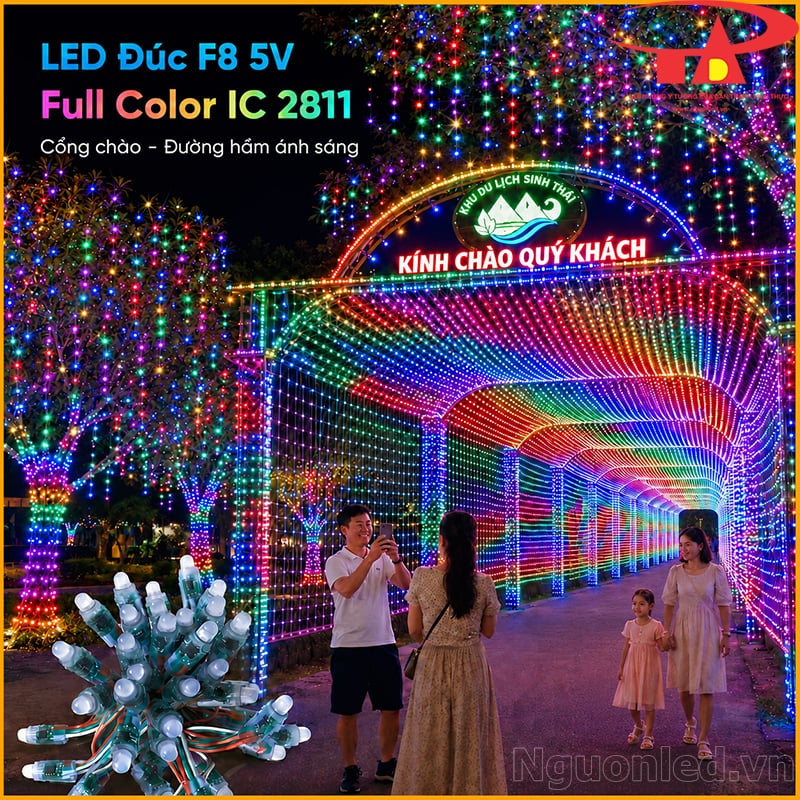 LED đúc F8 5V Full Color IC 2811 trang trí cổng chào và đường hầm ánh sáng nhiều màu