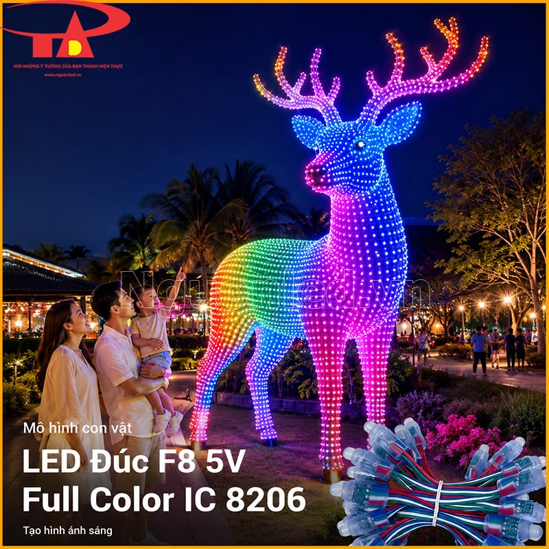 LED đúc F8 5V Full Color IC 8206 tạo mô hình ánh sáng, linh vật và tiểu cảnh ngoài trời