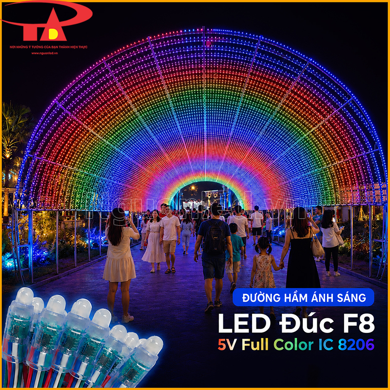 LED F8 full màu 8206 tự chạy tạo đường hầm ánh sáng nhiều màu trong công viên