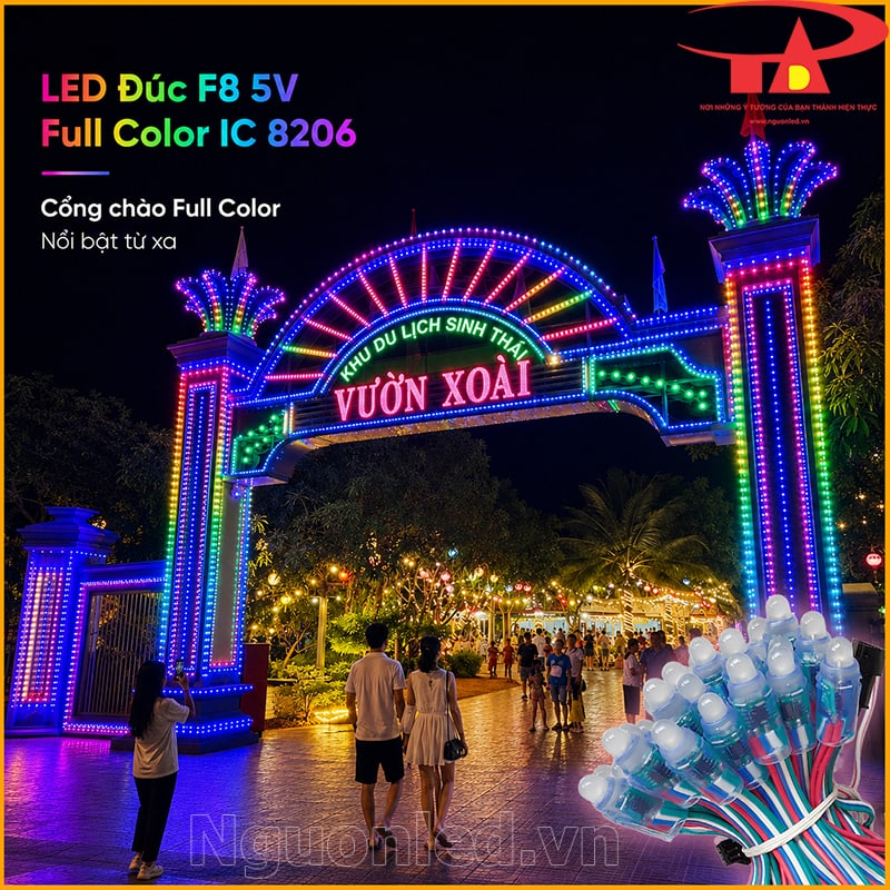 LED đúc F8 5V Full Color IC 8206 làm cổng chào lễ hội và khu chụp hình ngoài trời