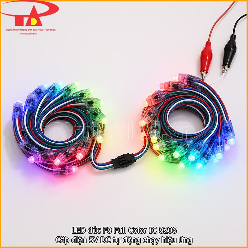 LED đúc F8 5V Full Color IC 8206 tự chạy hiệu ứng khi cấp đúng nguồn 5V DC 