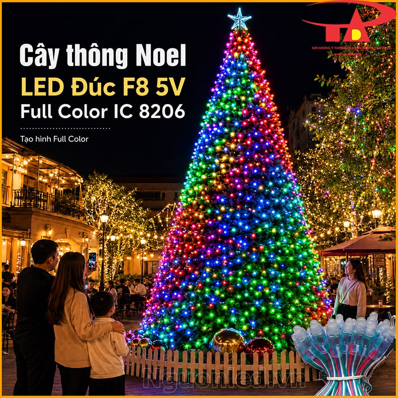 LED đúc F8 5V 8206 tự động chạy trang trí cây thông Noel nhiều màu 