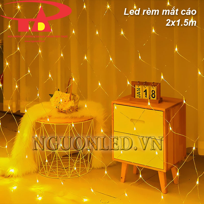 Đèn lưới mắt cáo 2x1.5m màu vàng