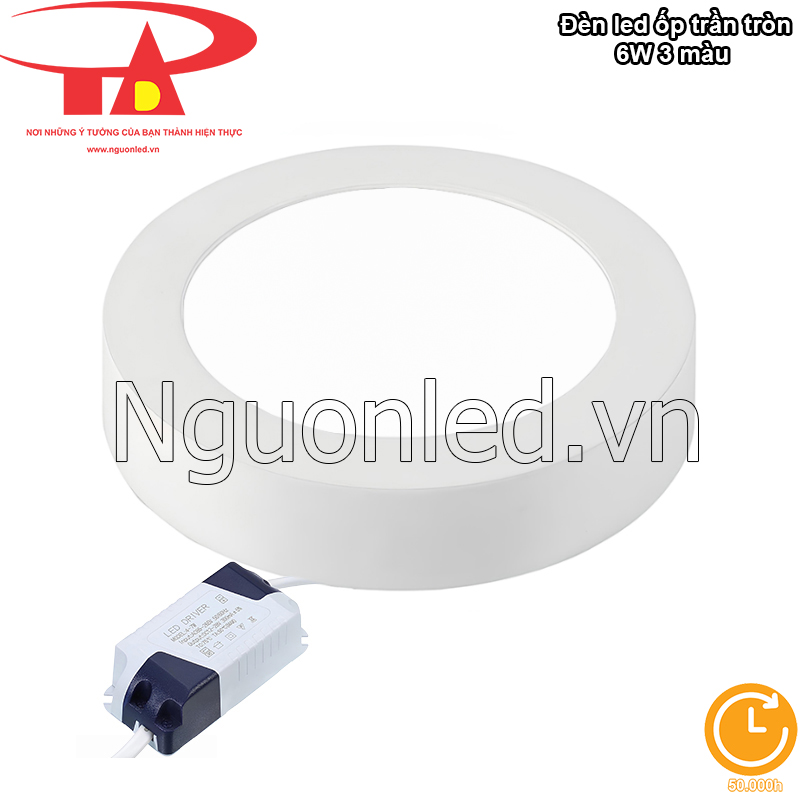 Đèn LED ốp trần 6W với tuổi thọ 50.000 giờ giảm chi phí bảo dưỡng