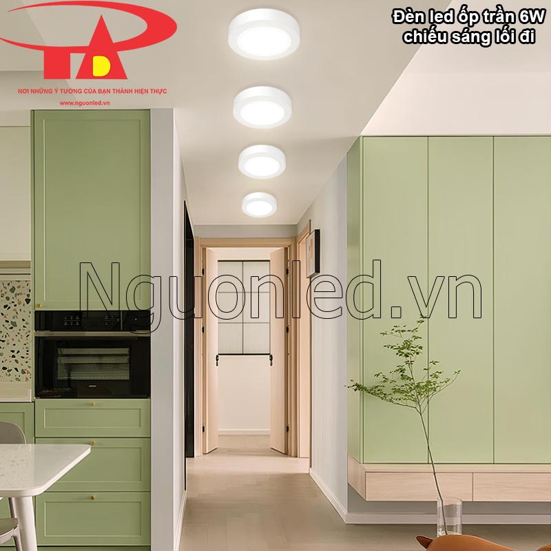 Đèn LED ốp trần 6W chiếu sáng lối đi an toàn và thẩm mỹ, tạo không gian chiếu sáng dễ chịu