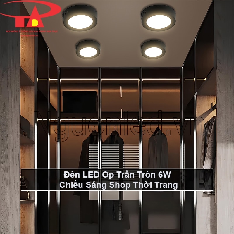 Shop thời trang thêm cuốn hút nhờ hệ thống đèn ốp trần viền đen 6W đẳng cấp