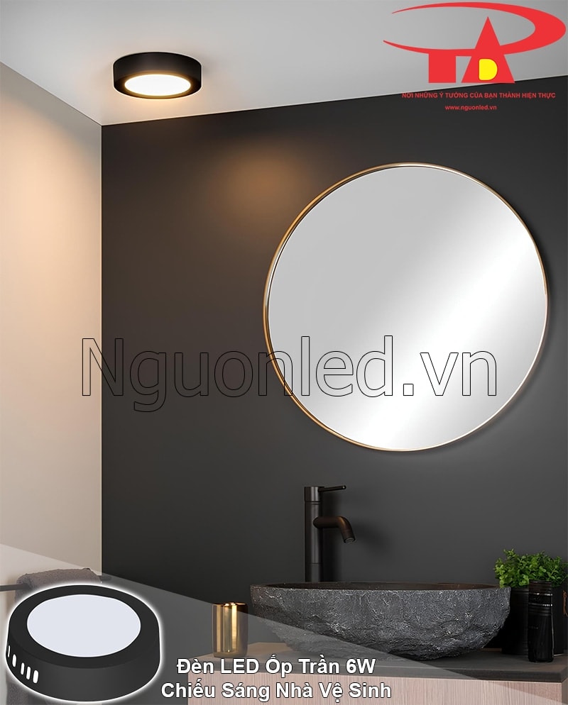 Nhà vệ sinh thêm dễ chịu với ánh sáng vàng từ bóng đèn ốp trần 6W tròn