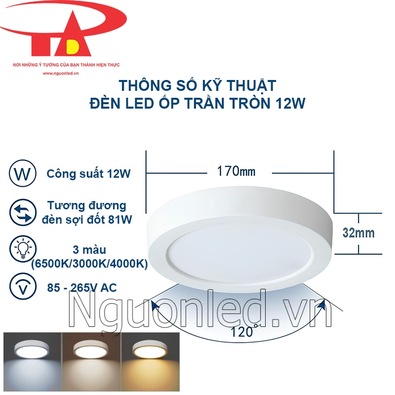 Đèn LED ốp trần 12W dễ dàng lắp đặt, tiết kiệm thời gian và công sức cho mọi công trình