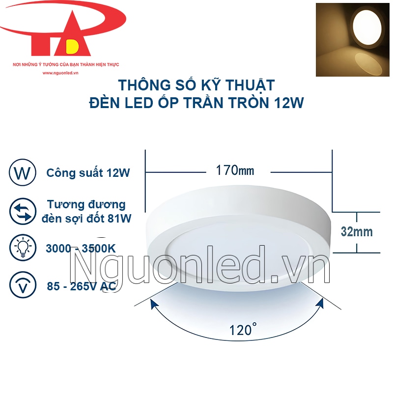 Phủ sáng rộng khắp không gian với góc chiếu sáng đèn led 120 độ
