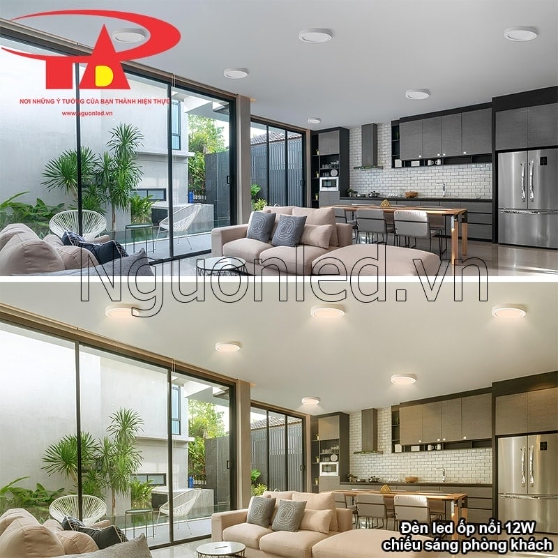 Tận hưởng sự ấm cúng tại phòng khách với đèn led ốp trần phòng khách