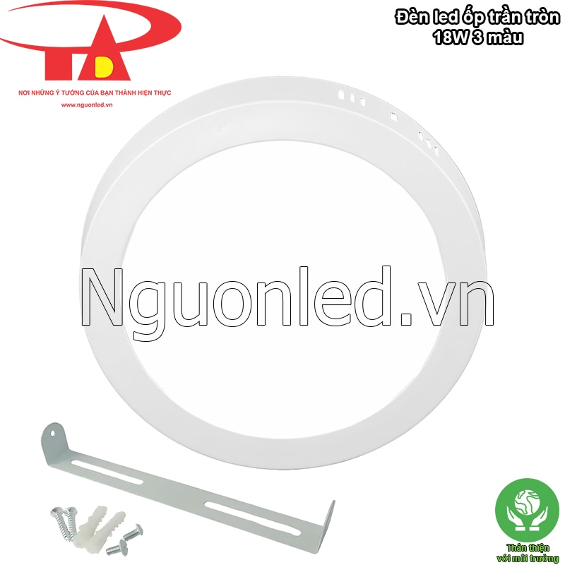 Đèn tròn ốp trần 18W 3 màu an toàn cho sức khỏe, không chứa thủy ngân, thân thiện môi trường