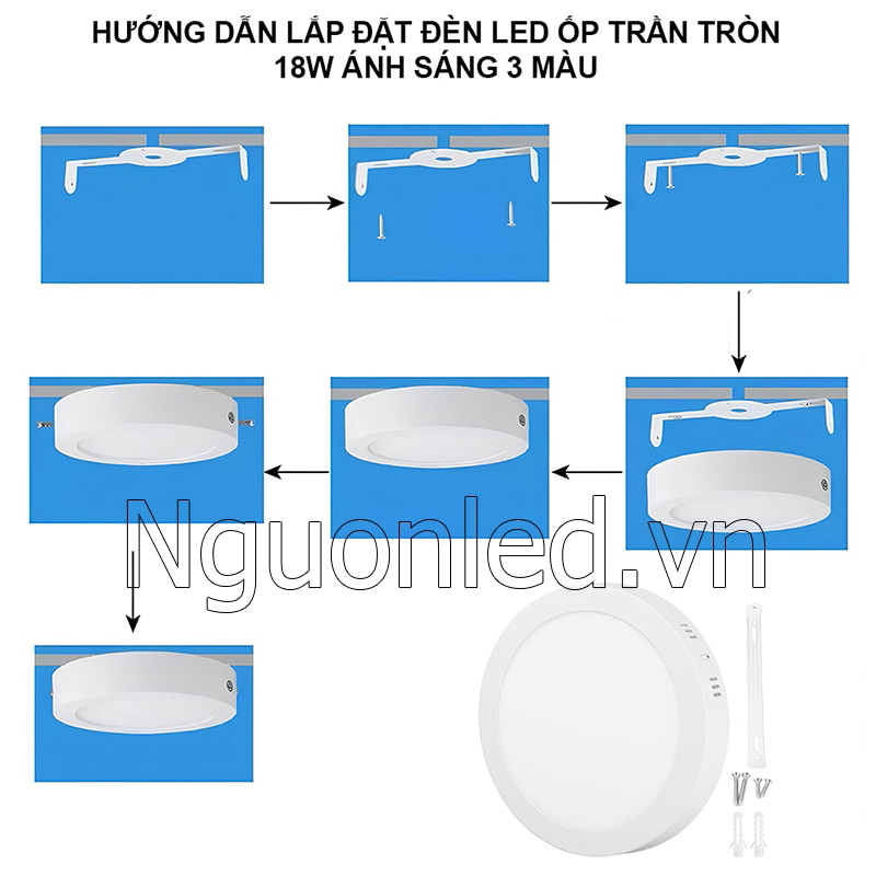 Lắp đặt đèn led ốp trần nổi 18W 3 màu nhanh chóng, dễ dàng tại nhà với hướng dẫn chi tiết