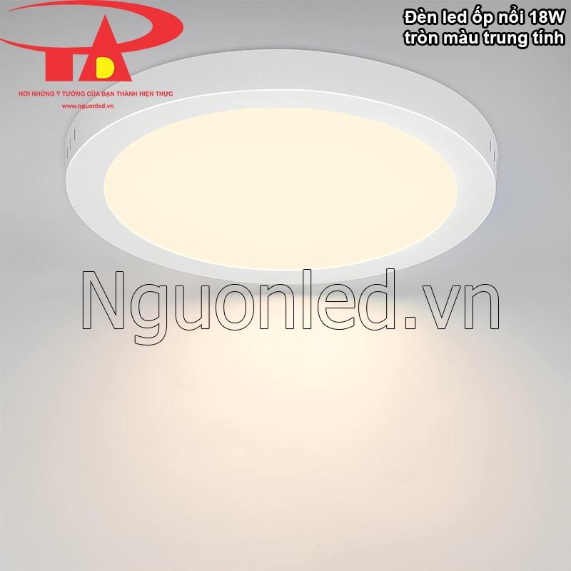 Ánh sáng trung tính 4000K dịu mắt từ đèn led tròn ốp trần