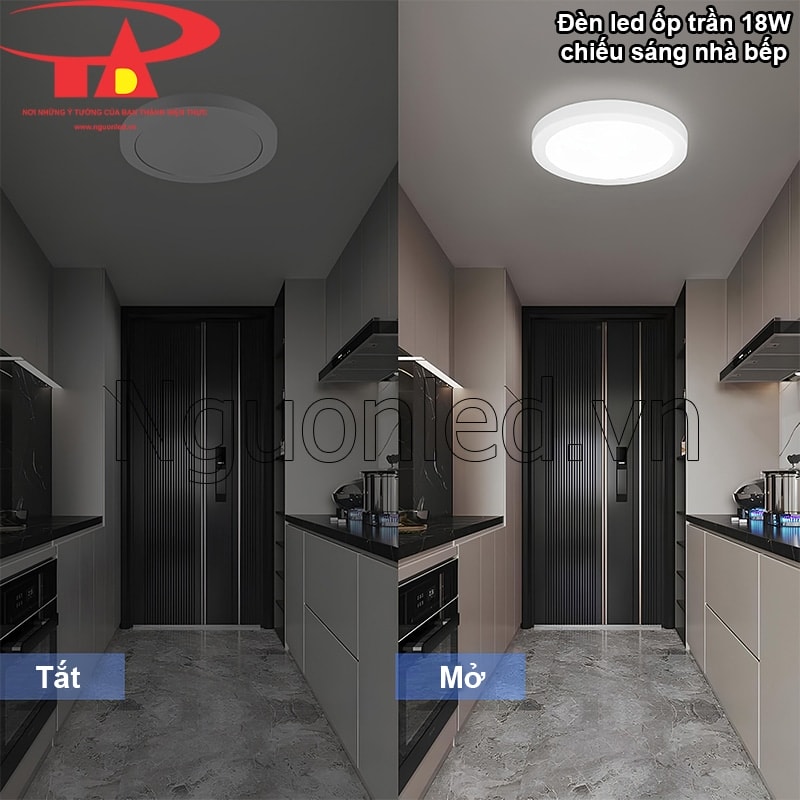Gian bếp sáng rõ, nấu nướng an toàn nhờ đèn ốp trần 18W trung tính