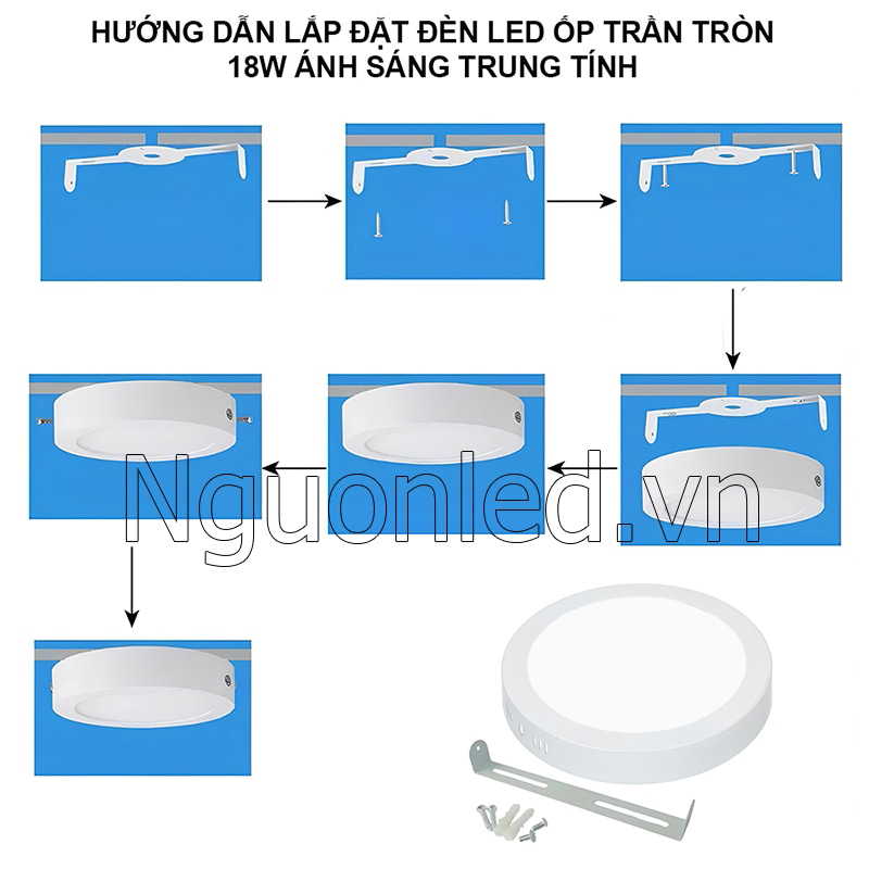 Lắp đặt bóng đèn led ốp trần thạch cao nhanh chóng, không cần khoét lỗ