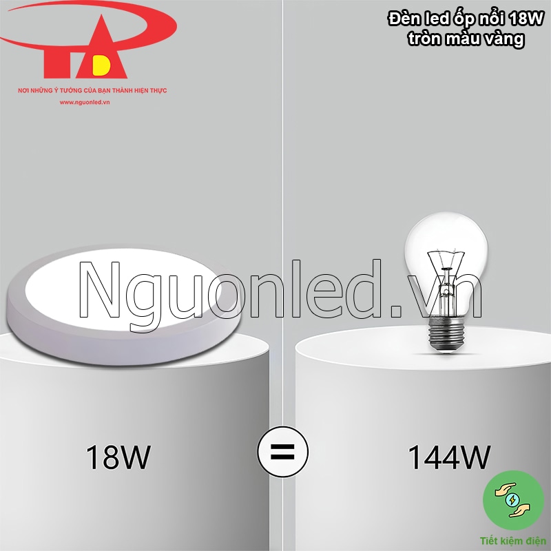 Đèn led ốp trần 18W giúp tiết kiệm 80% điện năng so với đèn cũ