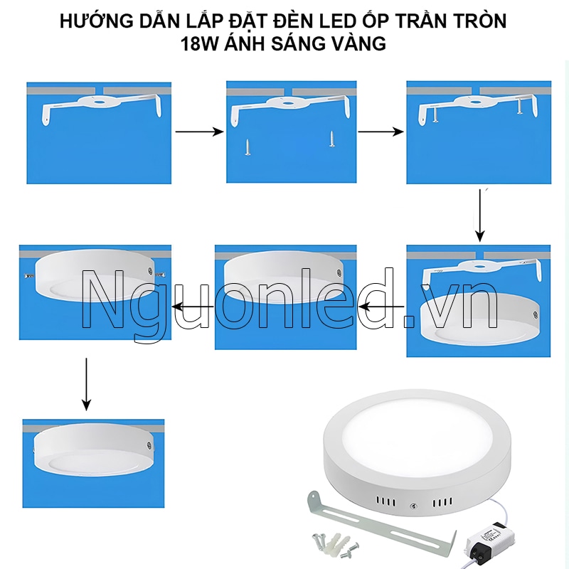 Hướng dẫn lắp đặt nhanh chóng bóng đèn led ốp trần nổi 18W tại nhà