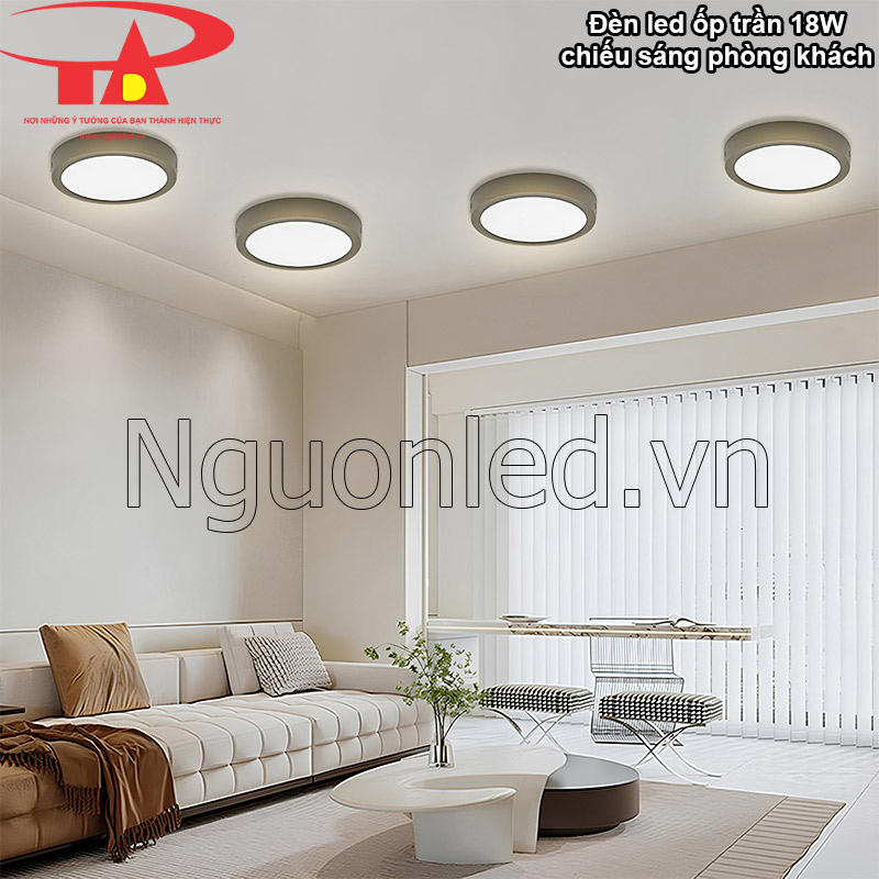 Phòng khách ấm cúng hơn với ánh sáng dịu nhẹ từ đèn ốp trần 18W