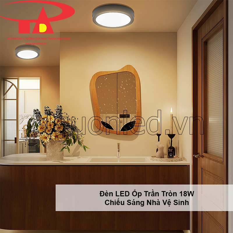 Phòng vệ sinh đủ sáng, sạch sẽ hơn với bóng đèn ốp trần tròn hiện đại
