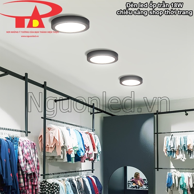 Shop thời trang thêm lôi cuốn nhờ hệ thống đèn led ốp nổi 18W tinh tế