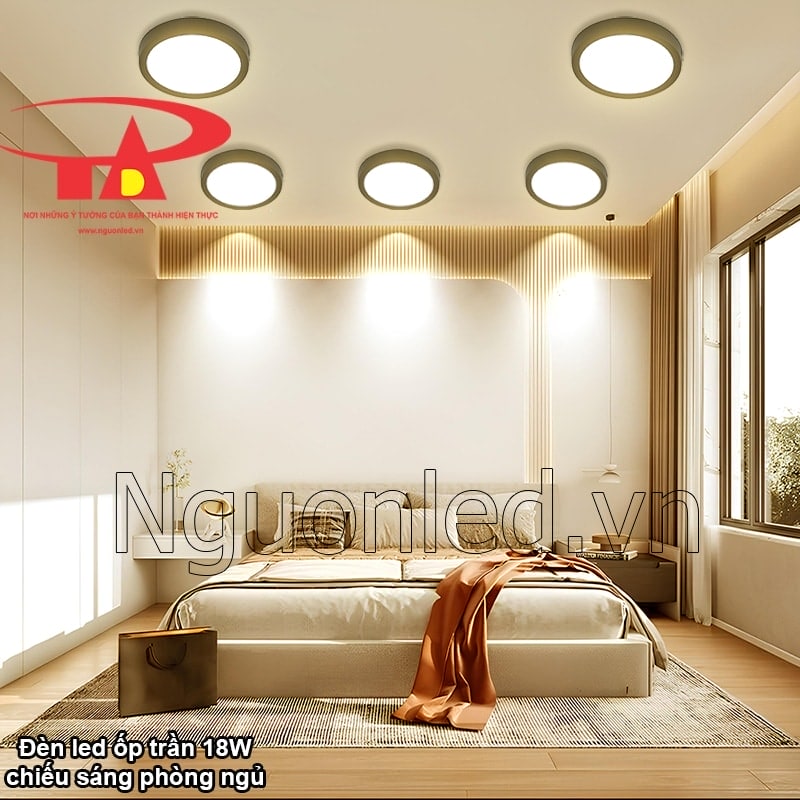 Đèn LED ốp trần nổi 18W mang ánh sáng vàng dịu nhẹ, ru giấc ngủ ngon cho phòng ngủ