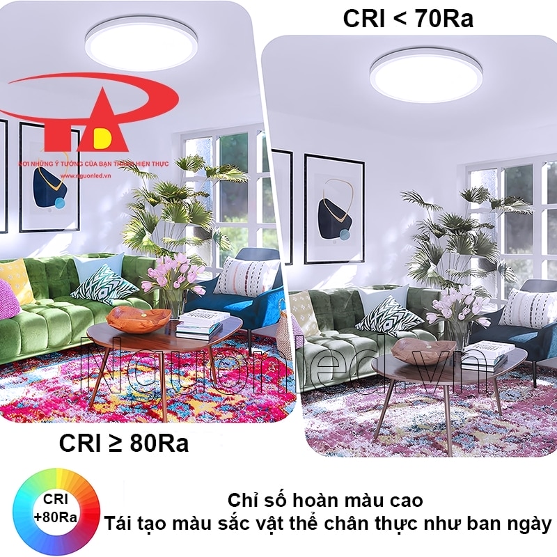Chỉ Số Hoàn Màu Cao – Đèn ốp trần tròn 24W tái tại màu sắc vật thể trung thực