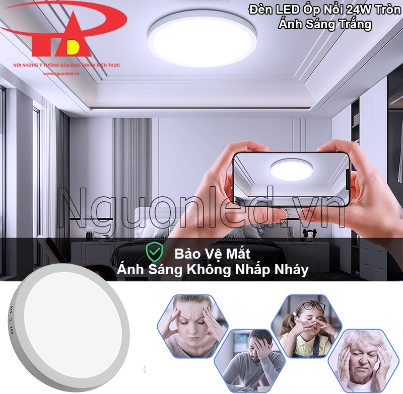 Đèn ốp trần tròn 24W: Bảo Vệ Mắt – Ánh Sáng Ổn Định