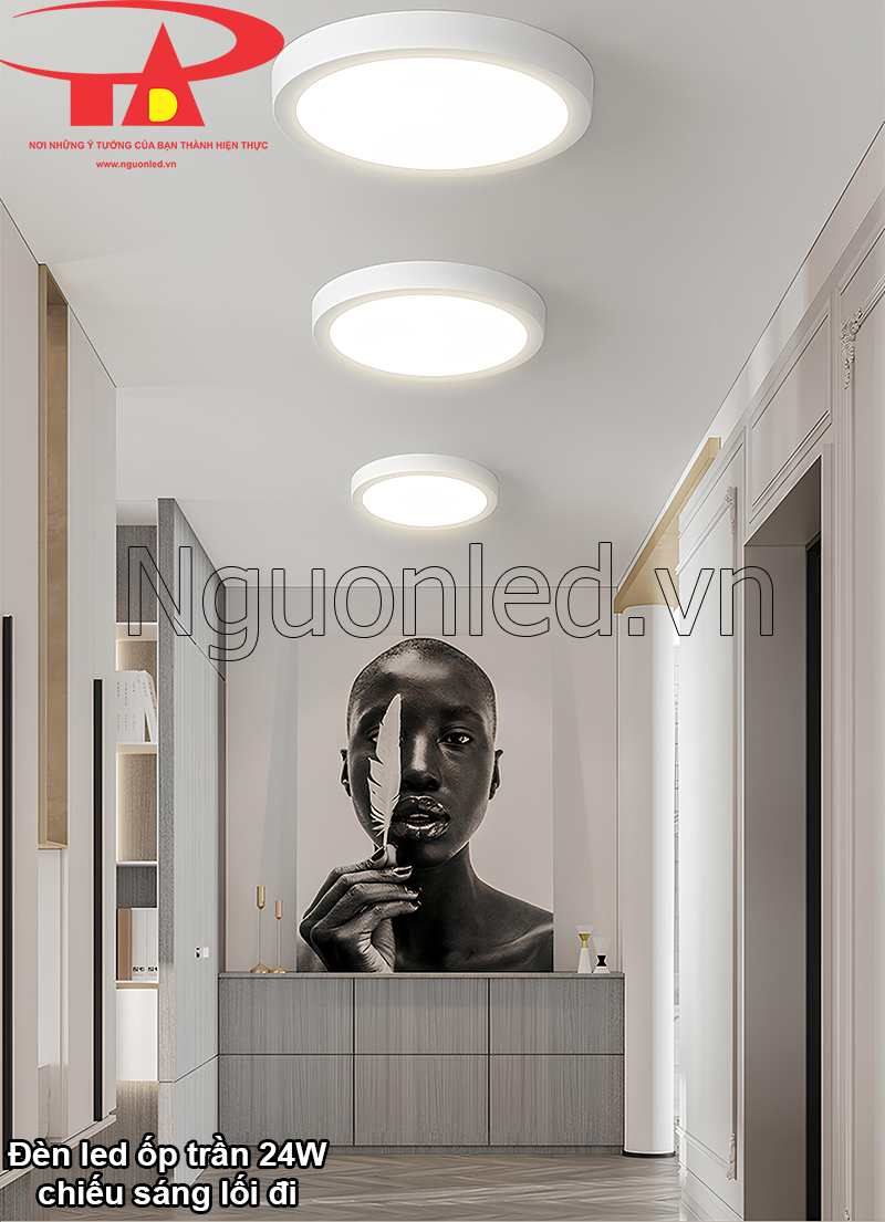 Đèn led tròn ốp trần chiếu sáng lối đi an toàn, thân thiện
