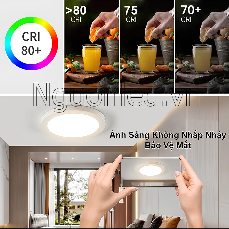 Ánh sáng vàng dịu nhẹ không nhấp nháy an toàn cho mắt