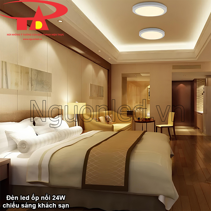 Đèn led tròn ốp trần mang đến vẻ đẹp sang trọng cho khách sạn