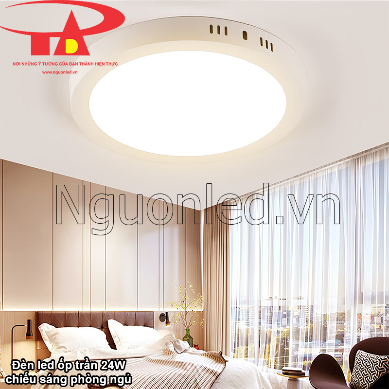 Phòng ngủ ấm áp và thư giãn hơn với đèn ốp trần tròn ánh sáng vàng