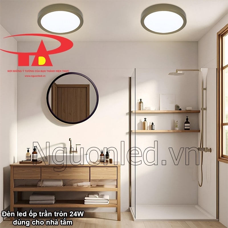 Lắp đặt đèn tròn ốp trần ở khu vực khô ráo trong nhà tắm (tránh nước)