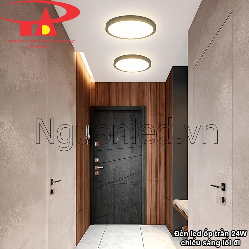 Hành lang đủ sáng, dẫn lối an toàn với đèn ốp trần 24W viền đen