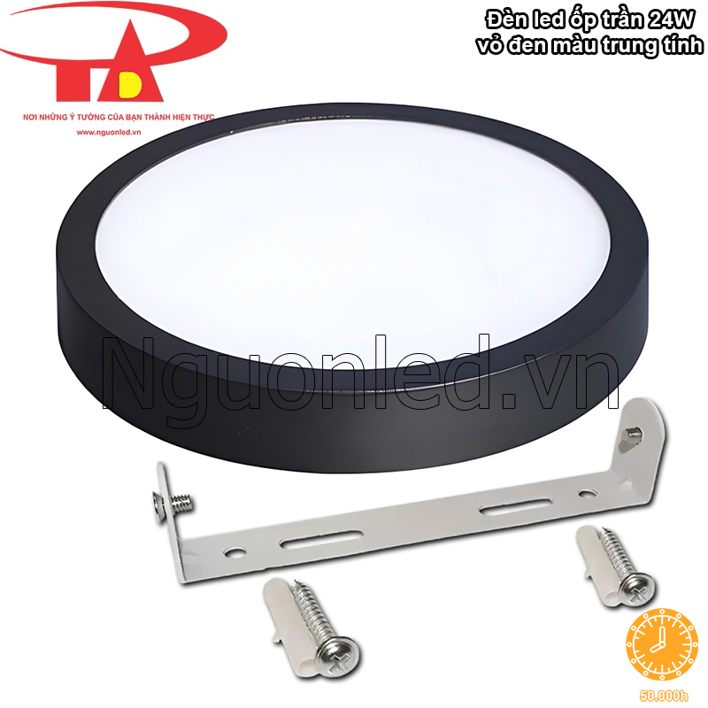 An tâm sử dụng đèn LED ốp trần 24W viền đen bền bỉ tuổi thọ 50.000 giờ