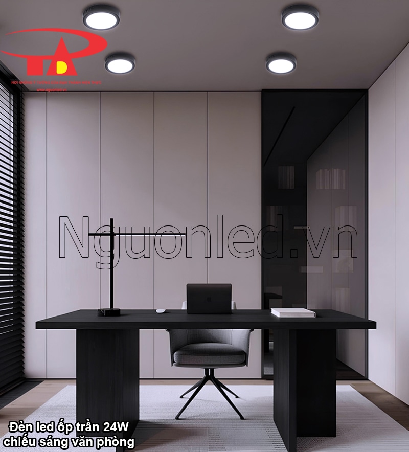 Văn phòng làm việc tăng hiệu quả với đèn led ốp nổi 24W tròn ánh sáng trắng